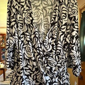 MSK Black and White Beaded Floral Blouse